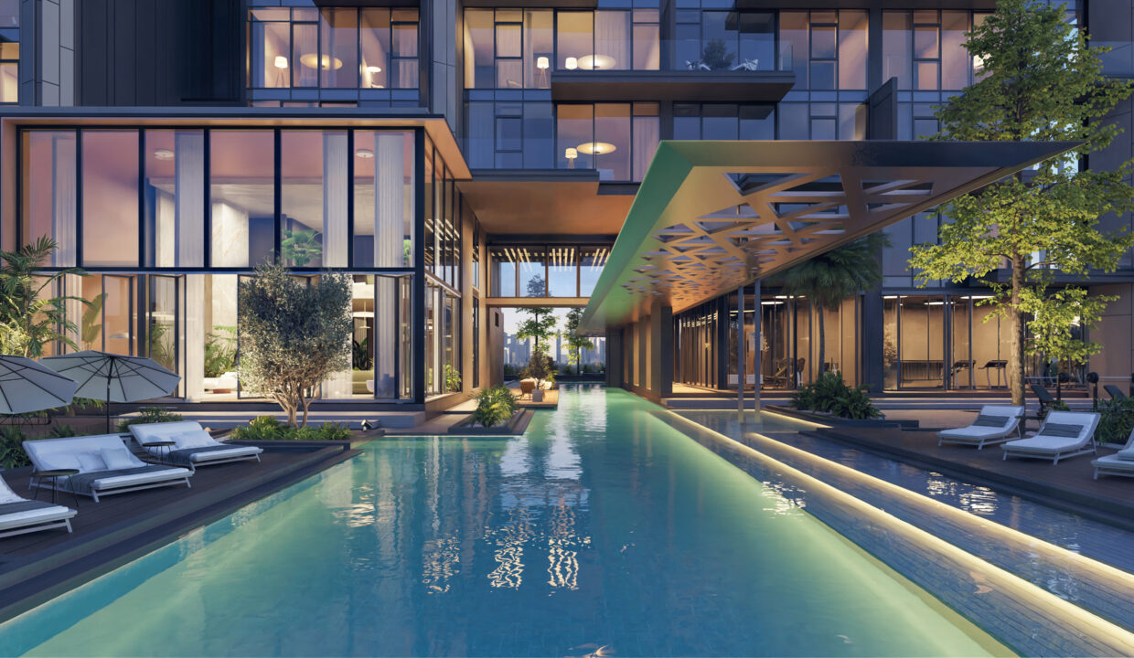 The Highgrove - pool deck -night